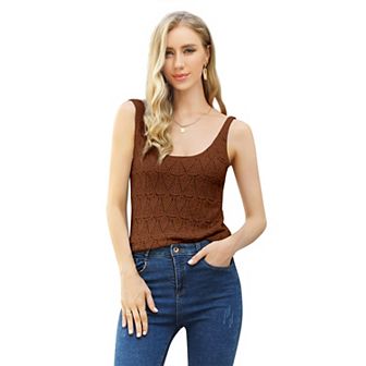 Womens Sleeveless Tank Tops Knit Sweater Blouse Casual Tops
