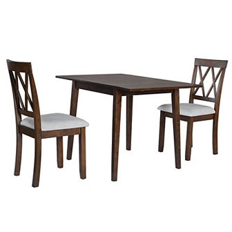 Merax 3 pc Kitchen Dining Set with Drop Leaf Dining Table and 2 Dining Upholstered Chairs