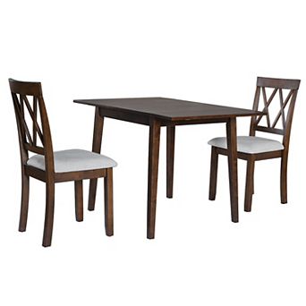 Merax 3 pc Kitchen Dining Set with Drop Leaf Dining Table and 2 Dining Upholstered Chairs