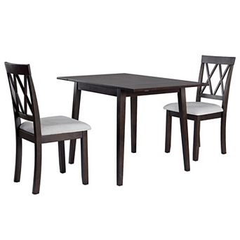 Merax 3 pc Kitchen Dining Set with Drop Leaf Dining Table and 2 Dining Upholstered Chairs