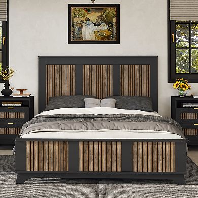 Merax Farmhouse Wooden Platform Bed, Modern Platform Bed