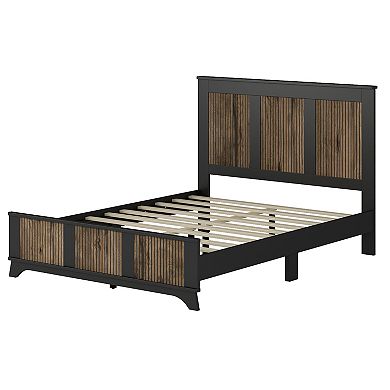 Merax Farmhouse Wooden Platform Bed, Modern Platform Bed