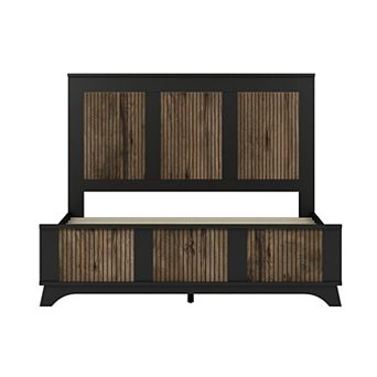 Merax Farmhouse Wooden Platform Bed, Modern Platform Bed