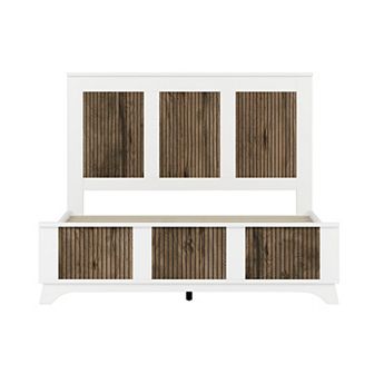 Merax Farmhouse Wooden Platform Bed, Modern Platform Bed