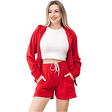 Women's Valvet Hoodie & Shorts Set