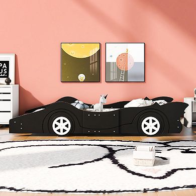 Merax Race Car-Shaped Platform Bed with Wheels