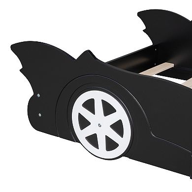 Merax Race Car-Shaped Platform Bed with Wheels