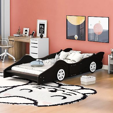 Merax Race Car-Shaped Platform Bed with Wheels