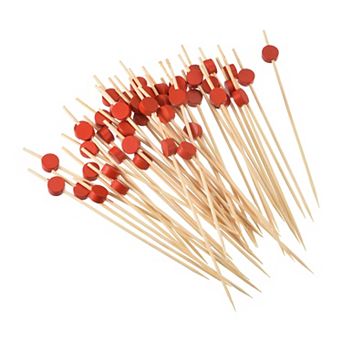 Cocktail Toothpicks, 100 pc 4.72" Round Long Fruit Stick Decorative Cocktail Skewers Picks