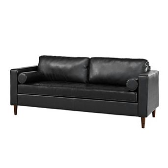 Merax Mirod Mid-Century Modern PU Leather 3-Seat Sofa, Tufted Design