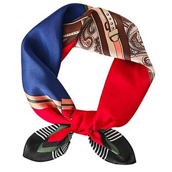 Women's Colorful Boho Patterned Satin Scarf with Abstract Print for Neck Hair or Handbag Accent