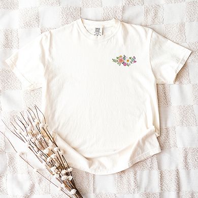 Simply Sage Market Embroidered Flower Cluster Garment Dyed Tee