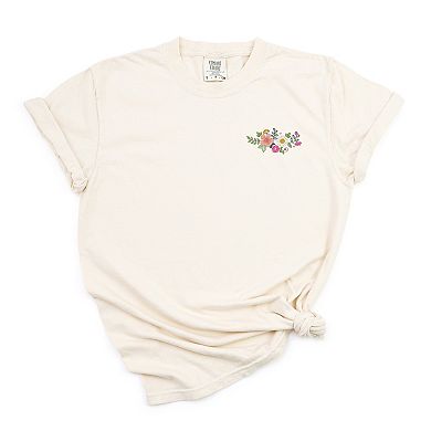 Simply Sage Market Embroidered Flower Cluster Garment Dyed Tee