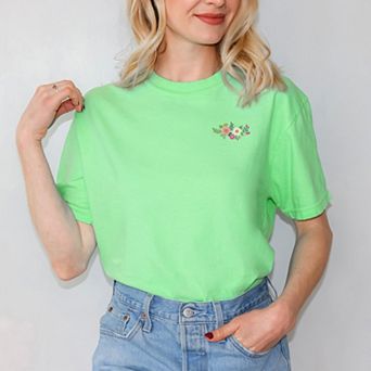 Simply Sage Market Embroidered Flower Cluster Garment Dyed Tee