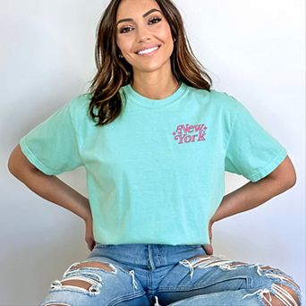 Simply Sage Market Embroidered New York Stars Garment Dyed Tee