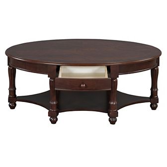 Vintage Oval Coffee Table with Drawer and Storage Shelf, Antique Cocktail Table in 45"