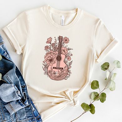 Simply Sage Market Pink Guitar Floral Short Sleeve Tee