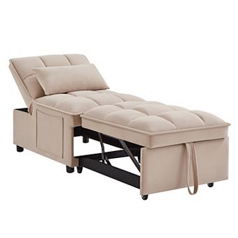 Merax 4 in Multi-Function Single Sofa Bed with Storage Pockets,Tufted Single Pull-out Sofa Bed