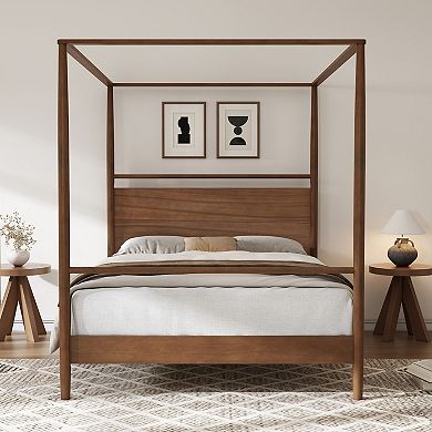 Merax Solid Wood Canopy Bed Frame Four Posters Bed