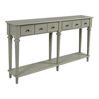 Merax Entryway Table with 4 Drawers, Retro Console Table with Open Shelf for Entryways, Living Rooms