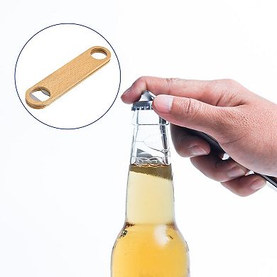 Bottle Opener, 2 Pcs Stainless Steel Beer Bottle Opener with Wooden Handle