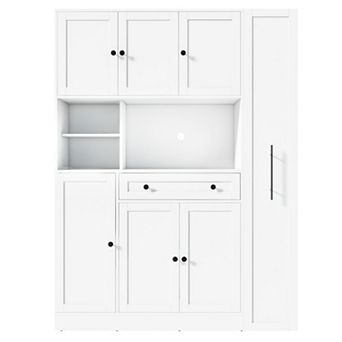 Merax 70" Freestanding Buffet Hutch Cabinet, Large Kitchen Pantry & Storage with Pull-Out Cabinet