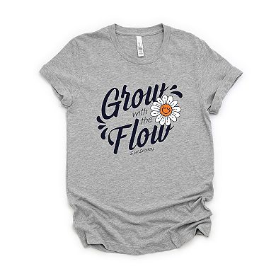 S.W.Smiley Grow With The Flow Flower - Women's Short Sleeve Graphic T-Shirt