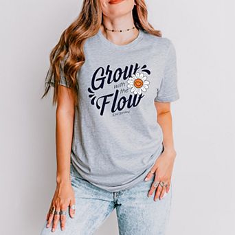 S.W.Smiley Grow With The Flow Flower - Women's Short Sleeve Graphic T-Shirt