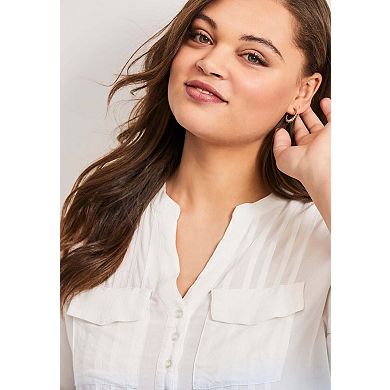 Avenue Women's Plus Size Roll Tab Pintuck Tunic