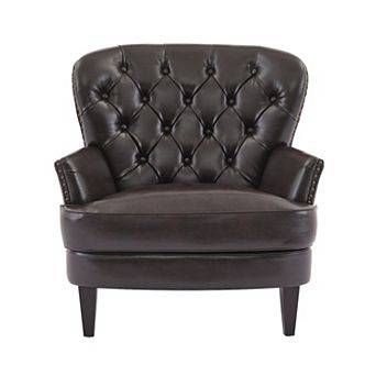 Mirod Vintage-Inspired PU Lounge Chair with Nailhead Trim