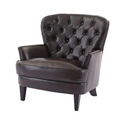 Mirod Vintage-Inspired PU Lounge Chair with Nailhead Trim