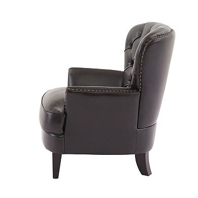 Mirod Vintage-Inspired PU Lounge Chair with Nailhead Trim
