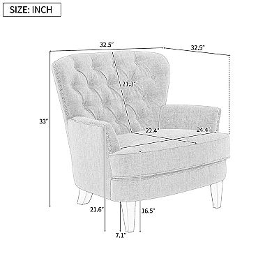 Mirod Vintage-Inspired PU Lounge Chair with Nailhead Trim