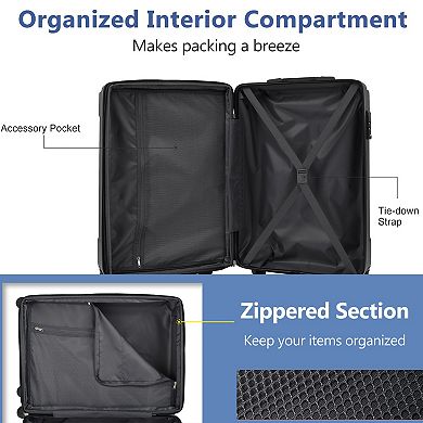 Merax Luggage Sets 3 Piece, Hard shell ABS Lightweight Durable Suitcases with Double Spinner Wheels