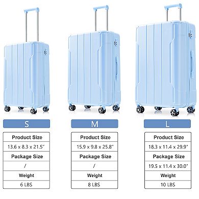 Merax Luggage Sets 3 Piece, Hard shell ABS Lightweight Durable Suitcases with Double Spinner Wheels