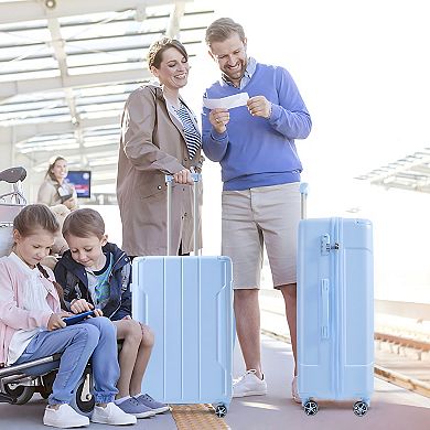 Merax Luggage Sets 3 Piece, Hard shell ABS Lightweight Durable Suitcases with Double Spinner Wheels