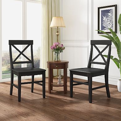 Merax Farmhouse Acacia Wood Dining Chairs (Set of 2)