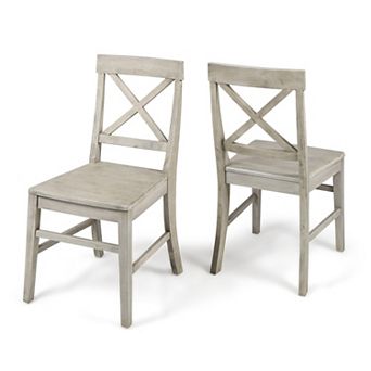 Merax Farmhouse Acacia Wood Dining Chairs (Set of 2)