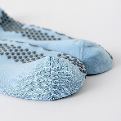 Women's 2 Pairs Gradient Ribbed Crew Socks with Non-Slip Grip Bottom for Indoor or Studio Use