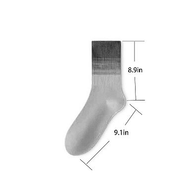 Women's 2 Pairs Gradient Ribbed Crew Socks with Non-Slip Grip Bottom for Indoor or Studio Use