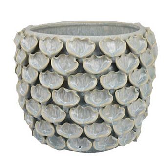 Aster Accent Planter with Raised Petal Patterns, Ceramic