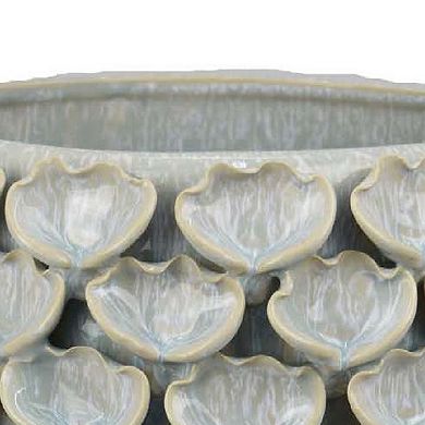 Aster Accent Planter with Raised Petal Patterns, Ceramic