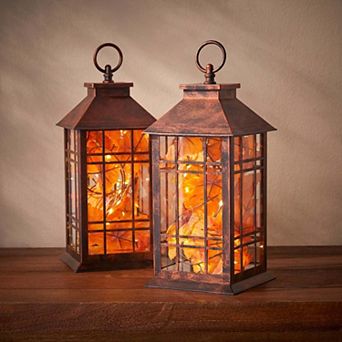 BrylaneHome Set Of 2 Harvest Maple Leaf Lanterns