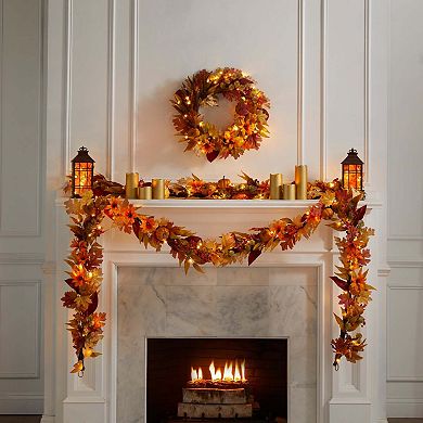 BrylaneHome Set Of 2 Harvest Maple Leaf Lanterns