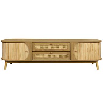 Merax Rattan TV Stand，Modern Farmhouse Media Console