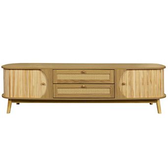Merax Rattan TV Stand，Modern Farmhouse Media Console