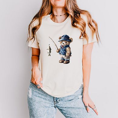 Teddy Bear Fisherman - Womens Short Sleeve Tee