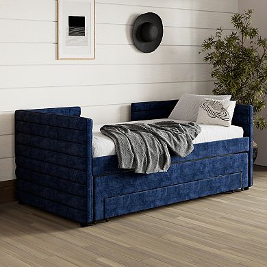 Merax Upholstered Daybed with Trundle and 3 Storage Drawers