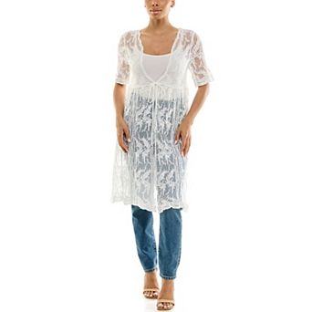Women's Nina Leonard Short Sleeve Mesh Duster