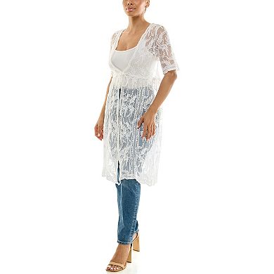 Women's Nina Leonard Short Sleeve Mesh Duster